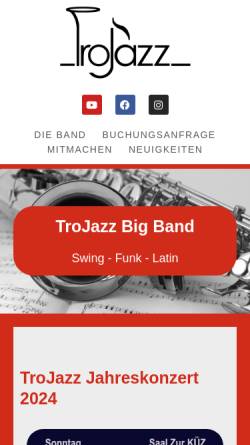 Vorschau der mobilen Webseite www.trojazz.de, TroJazz e.V.
