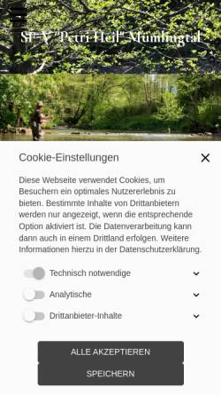 Vorschau der mobilen Webseite www.sf-v.de, Petri Heil von 1948 e.V. Mümlingtal