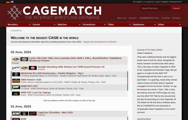 Vorschau von www.cagematch.de, Cagematch