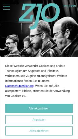 Vorschau der mobilen Webseite zjo.ch, Zürich Jazz Orchestra