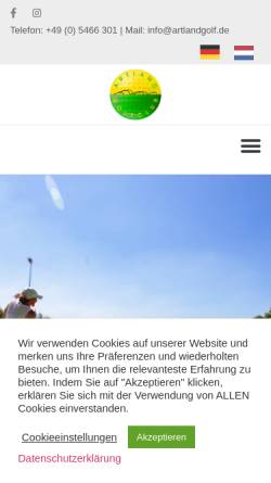 Vorschau der mobilen Webseite www.artlandgolf.de, Artland Golfclub