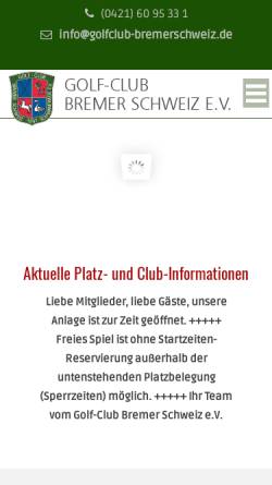Vorschau der mobilen Webseite www.golfclub-bremerschweiz.de, Golfclub Bremer Schweiz eV