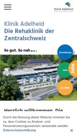 Vorschau der mobilen Webseite www.klinik-adelheid.ch, Klinik Adelheid, Zug (Schweiz)