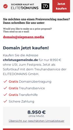 Vorschau der mobilen Webseite www.christusgemeinde.de, Christus-Gemeinde Hohenschönhausen