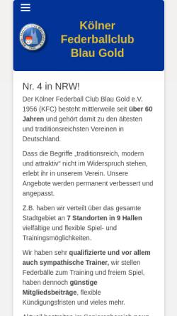 Vorschau der mobilen Webseite www.koeln-badminton.de, Badminton Verein Kölner Federball Club Blau-Gold