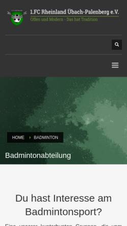 Vorschau der mobilen Webseite www.rheinlanduebachbadminton.de, 1. FC Rheinland Übach-Palenberg e.V.