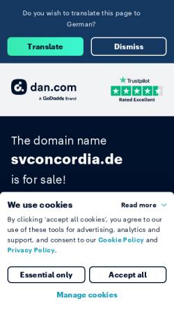 Vorschau der mobilen Webseite www.svconcordia.de, SV Concordia 85 e.V. Berlin