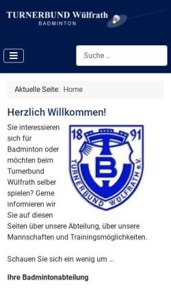 Vorschau der mobilen Webseite badminton.tb-wuelfrath.de, TB Wülfrath Badminton