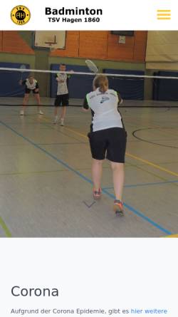 Vorschau der mobilen Webseite www.badminton-tsvhagen.de, TSV Hagen 1860