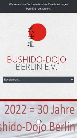 Vorschau der mobilen Webseite www.bushido-dojo.de, Shotokan Karate im Bushido Dojo e.V.