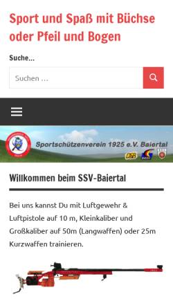 Vorschau der mobilen Webseite ssv-baiertal.de, Sportschützenverein Baiertal 1925 e.V.
