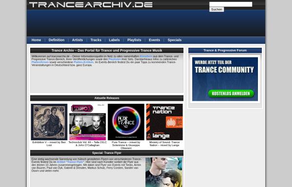 Vorschau von www.trancearchiv.de, Trance-Archiv