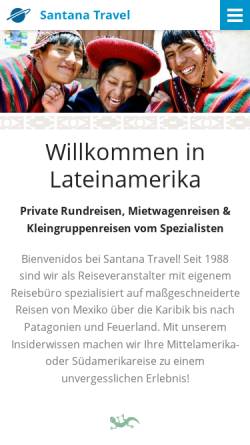 Vorschau der mobilen Webseite www.santanatravel.de, Santana Travel