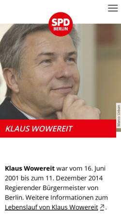 Vorschau der mobilen Webseite www.klaus-wowereit.de, Wowereit, Klaus (MdA)