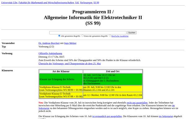 Vorschau von www.mathematik.uni-ulm.de, Programmieren II, Ulm