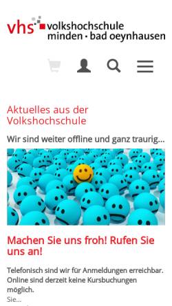 Vorschau der mobilen Webseite www.vhs-minden.de, Volkshochschule Minden