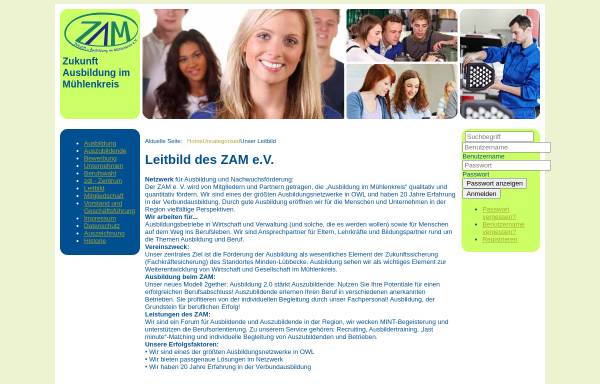 Vorschau von www.zam-ev.de, Zukunft-Ausbildung im Mühlenkreis e.V.