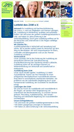 Vorschau der mobilen Webseite www.zam-ev.de, Zukunft-Ausbildung im Mühlenkreis e.V.
