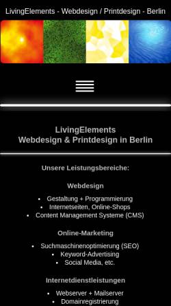 Vorschau der mobilen Webseite www.livingelements.de, Jürgen Krause
