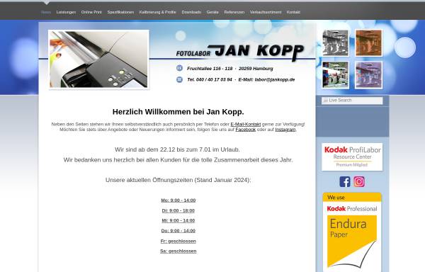 Vorschau von jankopp.de, Fotolabor und Fachhandel Jan Kopp