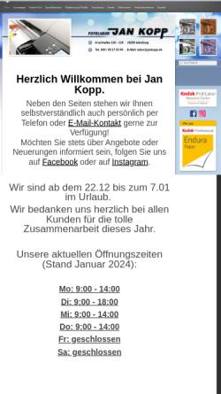 Vorschau der mobilen Webseite jankopp.de, Fotolabor und Fachhandel Jan Kopp