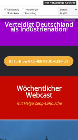 Vorschau der mobilen Webseite www.bueso.de, Bürgerrechtsbewegung Solidarität (BüSo)