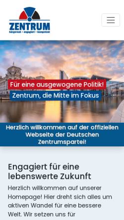 Vorschau der mobilen Webseite www.zentrumspartei.de, Deutsche Zentrumspartei