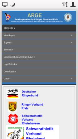 Vorschau der mobilen Webseite www.argeringen.de, ARGE Ringen Rheinland-Pfalz