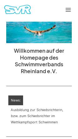 Vorschau der mobilen Webseite www.svrheinland.de, Schwimmverband Rheinland