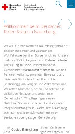 Vorschau der mobilen Webseite www.drk-naumburg.de, Deutsches Rotes Kreuz - Kreisverband Naumburg/Nebra e.V.
