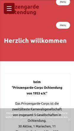 Vorschau der mobilen Webseite www.prinzengarde-ochtendung.de, Prinzengarde-Corps Ochtendung von 1953 e.V.