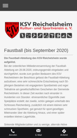 Vorschau der mobilen Webseite www.ksv-reichelsheim.de, Kultur- und Sport Verein e.V., Reichelsheim/Odenwald