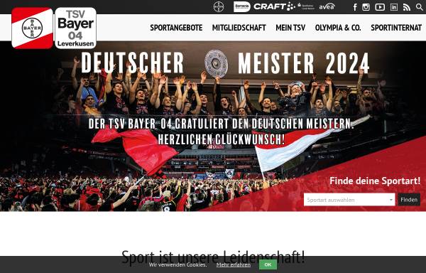 Vorschau von www.tsvbayer04.de, TSV Bayer 04 Leverkusen e.V.