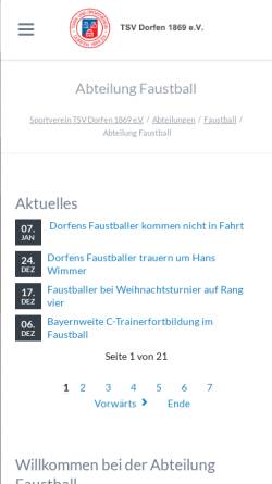 Vorschau der mobilen Webseite www.tsv-dorfen.de, TSV Dorfen 1869 e.V., Faustball