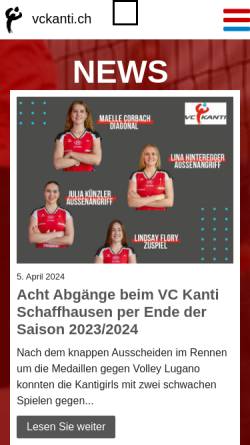 Vorschau der mobilen Webseite www.kantivolleyball.ch, VBC Kanti Schaffhausen