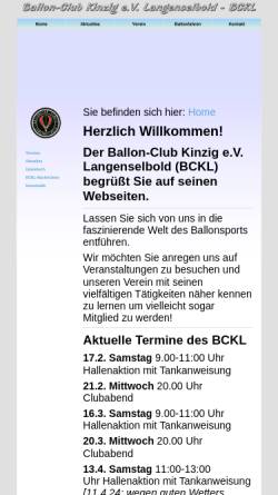 Vorschau der mobilen Webseite www.ballonclub-kinzig.de, Ballon-Club Kinzig e.V. Langenselbold (BCKL)