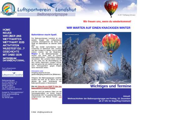 Vorschau von www.bsg-landshut.de, Ballonsportgruppe im Luftsportverein Landshut e.V.