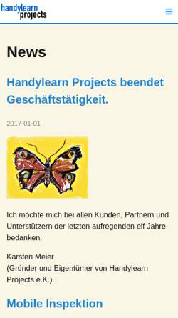 Vorschau der mobilen Webseite www.handylearn-projects.de, Handylearn Projects H2H e.K.
