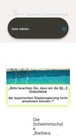 Vorschau der mobilen Webseite www.schwimmschule-barbara-nestler.de, Schwimmschule Barbara Nestler - Fürth