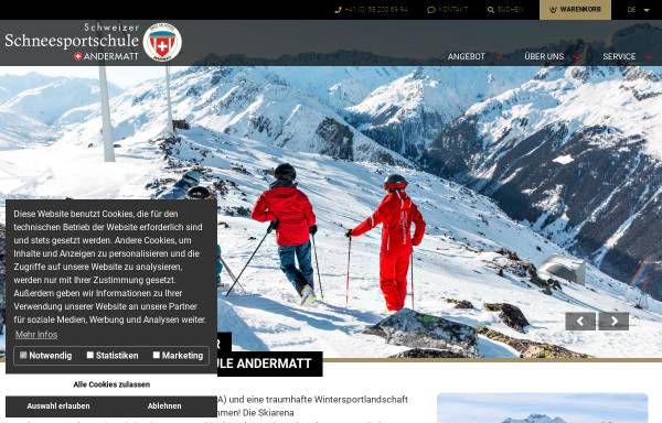 Vorschau von www.skischuleandermatt.ch, Schneesportschule Andermatt