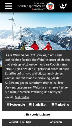 Vorschau der mobilen Webseite www.skischuleandermatt.ch, Schneesportschule Andermatt