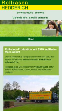 Vorschau der mobilen Webseite www.hedderich-rasen.de, Fertigrasen Hedderich