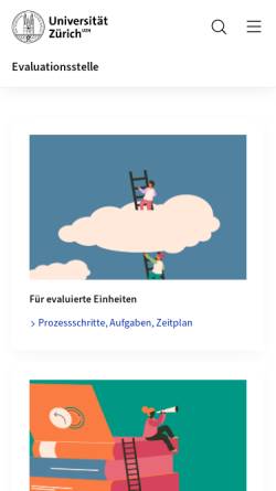 Vorschau der mobilen Webseite www.evaluation.uzh.ch, Universität Zürich - Evaluationsstelle
