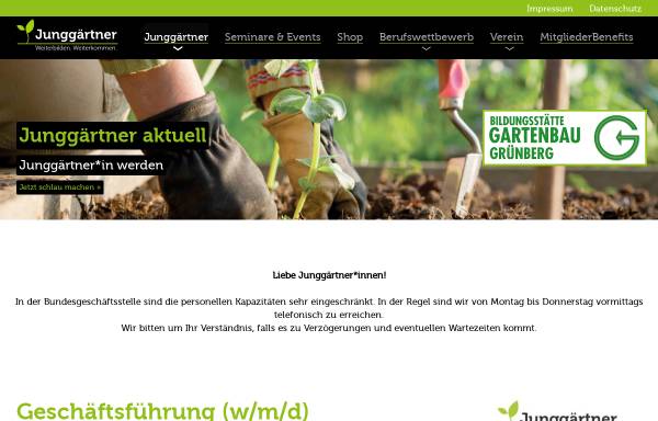 Vorschau von www.junggaertner.de, Arbeitsgemeinschaft deutscher Junggärtner e.V.