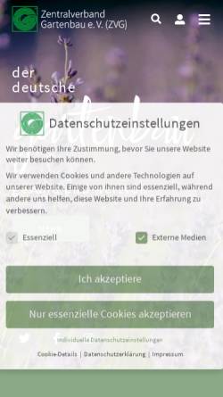 Vorschau der mobilen Webseite www.g-net.de, Zentralverband Gartenbau e.V. (ZVG)