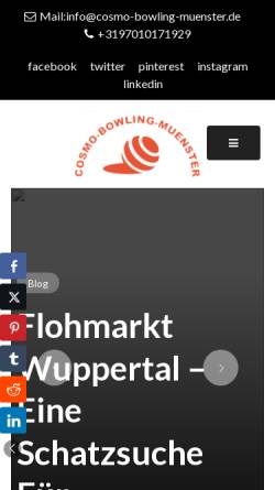 Vorschau der mobilen Webseite www.cosmo-bowling-muenster.de, Cosmo Bowling Center Münster