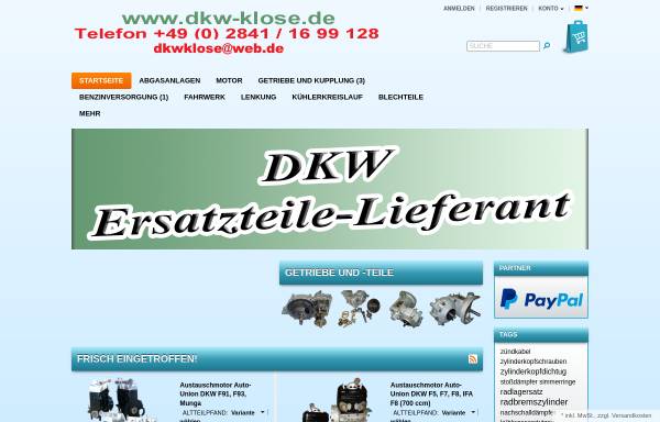 Vorschau von www.dkwklose.de, Fa. Klose DKW- Teile und mehr