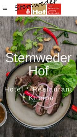 Vorschau der mobilen Webseite www.stemwederhof.de, Hotel Restaurant 