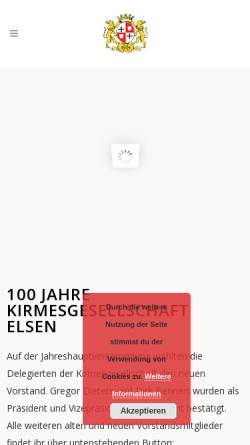Vorschau der mobilen Webseite www.kirmesinelsen.de, Kirmesgesellschaft Elsen-Fürth e.V.