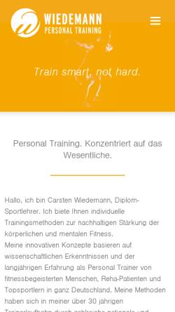 Vorschau der mobilen Webseite www.wiedemann-training.de, Carsten Wiedemann, Personal Training